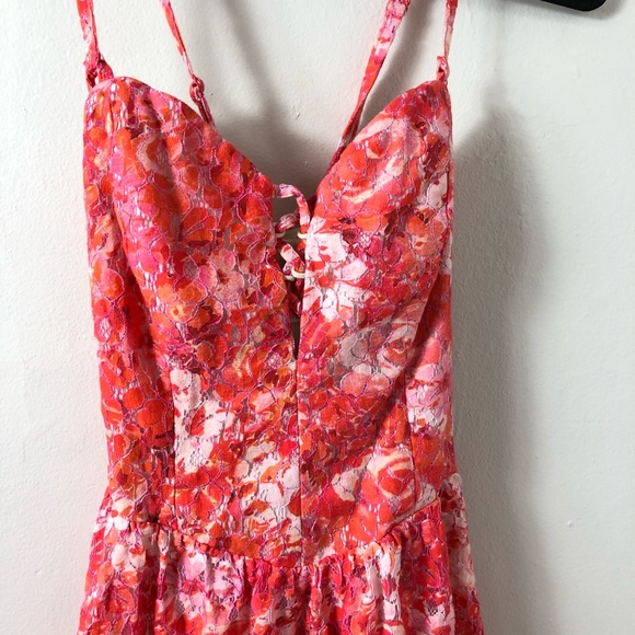 [SOLD] Guess Pink Orange Floral Fit Flare Dress - Picture 4 of 7